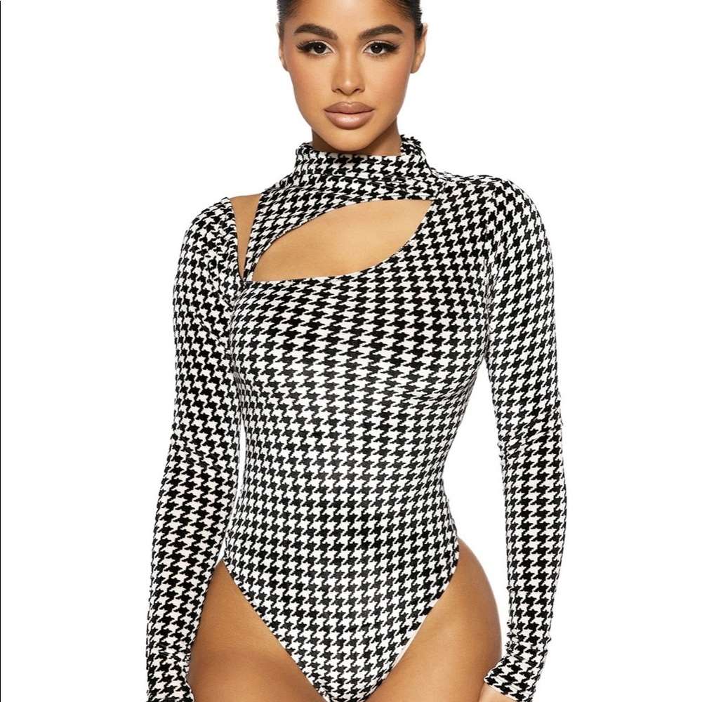 Hoodstooth Sexy Body suit and leggings velour outfit.